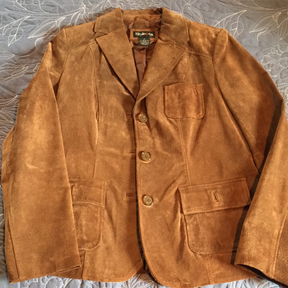 Style & Co. Brown Suede Blazer Jacket Size Small